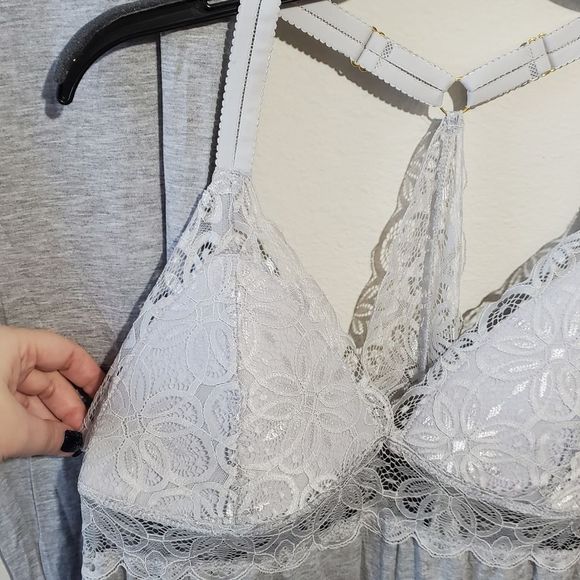 Daisy Fuentes Grey lace razorback 2pc lounge wear pajamas plus size 2X new - Picture 3 of 7